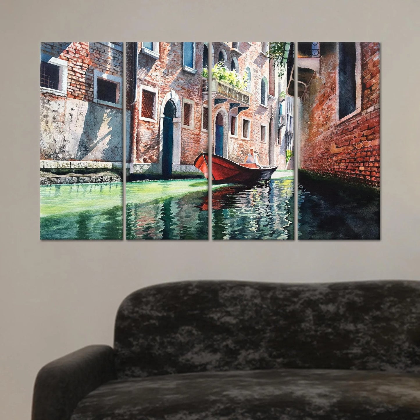 Venice Grand Canal Canvas Wall Art, Elegant Italy Cityscape, Floating Frame Fine Art Print