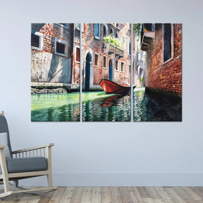 Venice Grand Canal Canvas Wall Art, Elegant Italy Cityscape, Floating Frame Fine Art Print