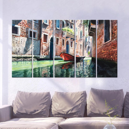 Venice Grand Canal Canvas Wall Art, Elegant Italy Cityscape, Floating Frame Fine Art Print