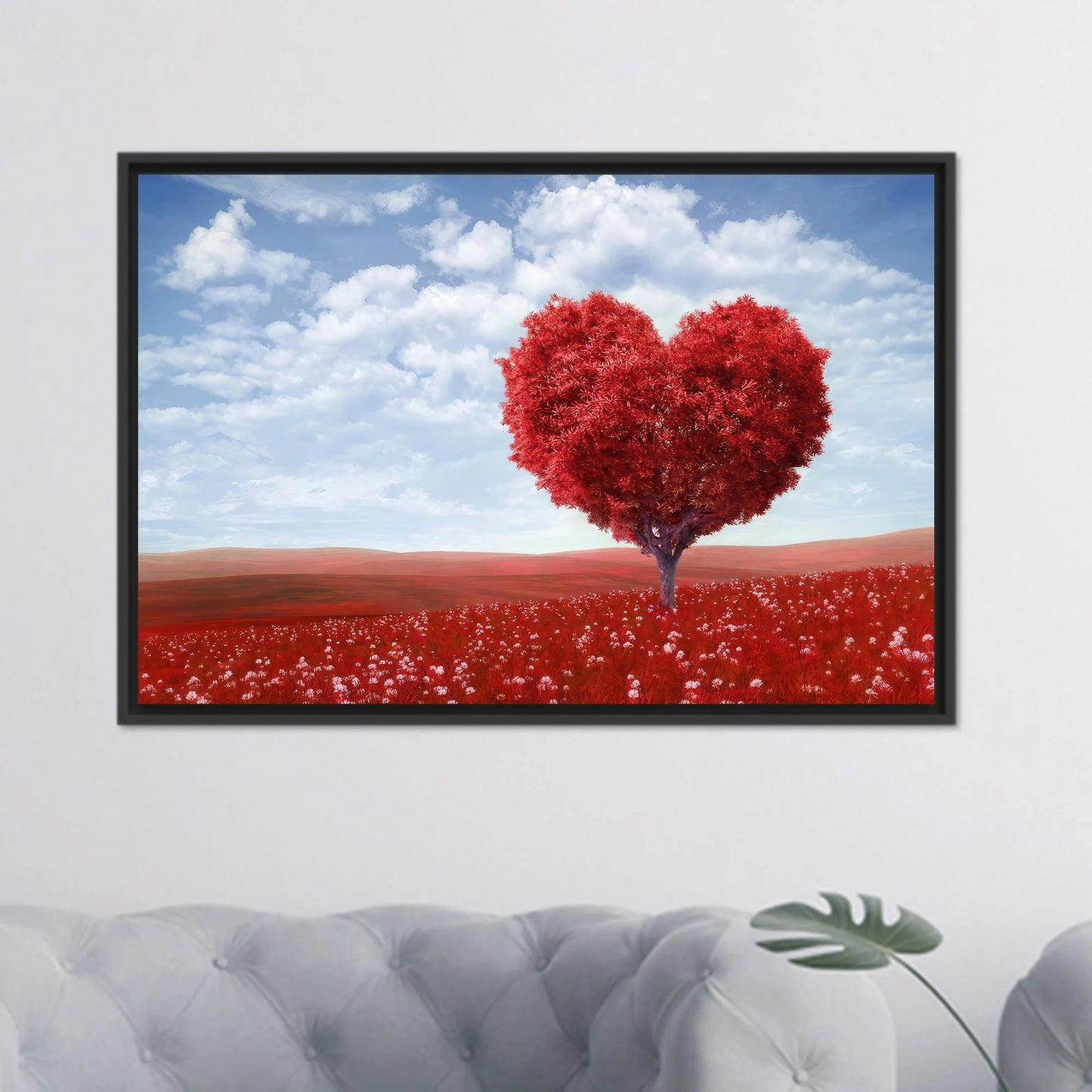 Modern Heart Tree Canvas Wall Art, Abstract Love Tree Print