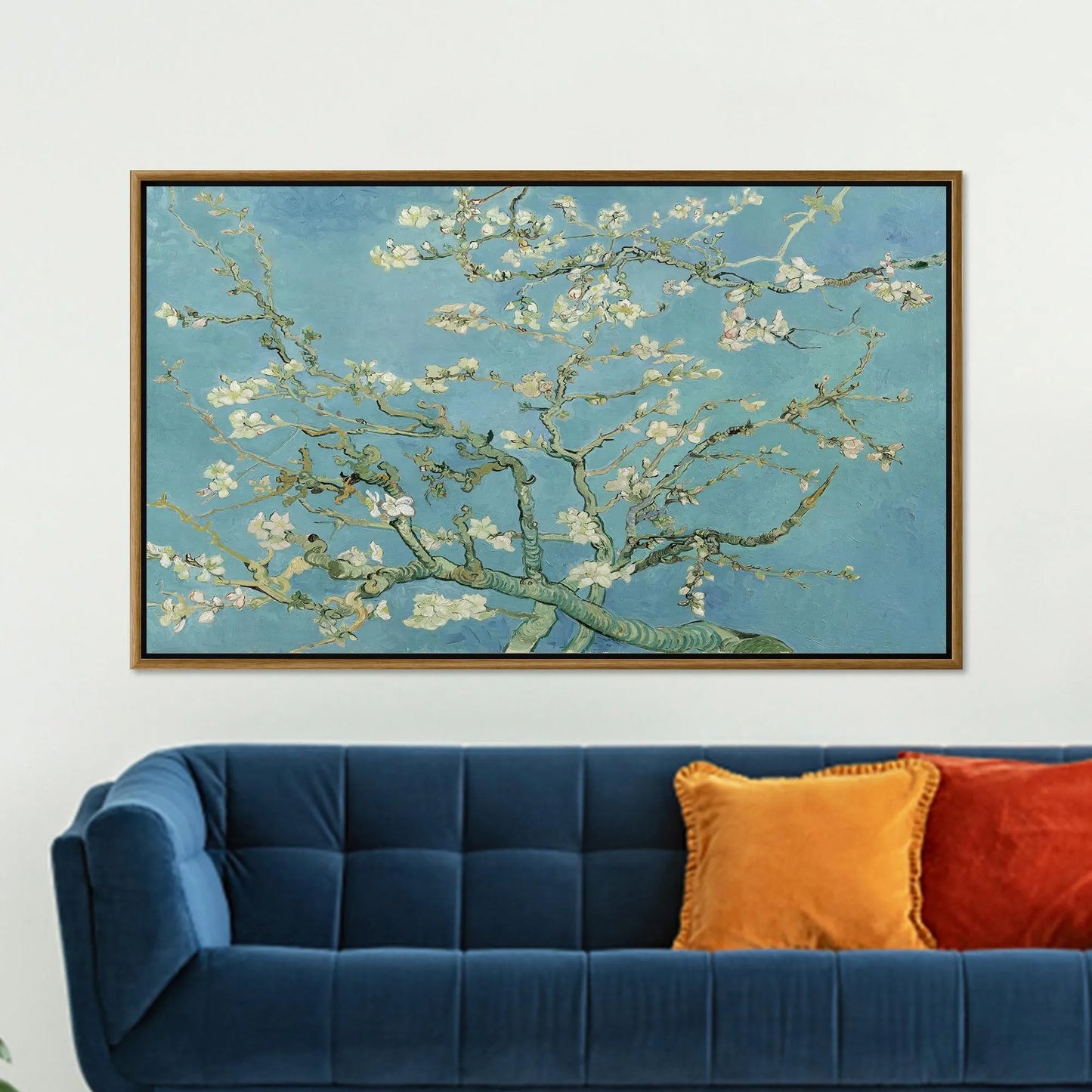 Van Gogh Almond Blossom Canvas Wall Art, Botanical Blue Floral Prin