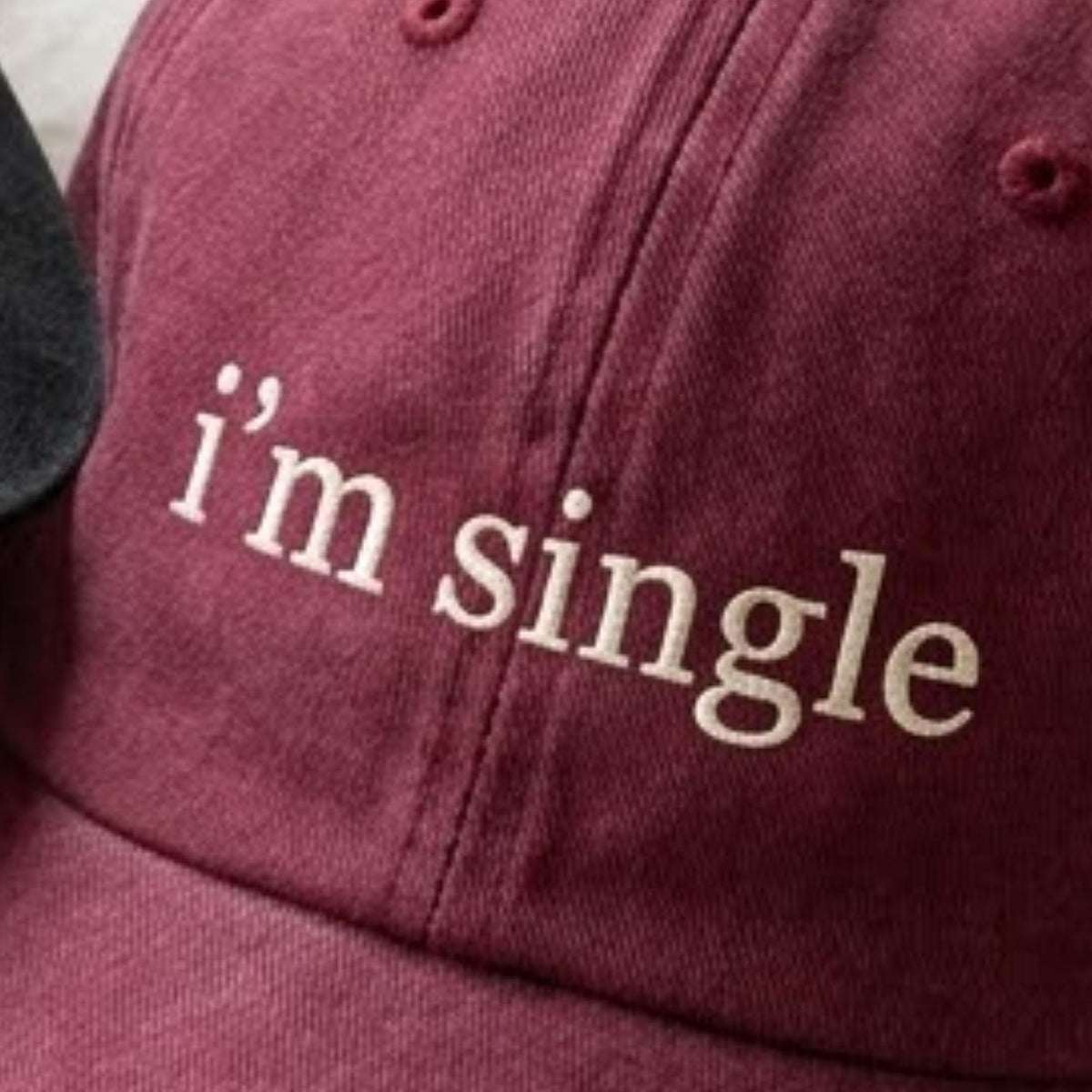 I’m Single Embroidered Cap, Funny Washed Cotton Baseball Hat